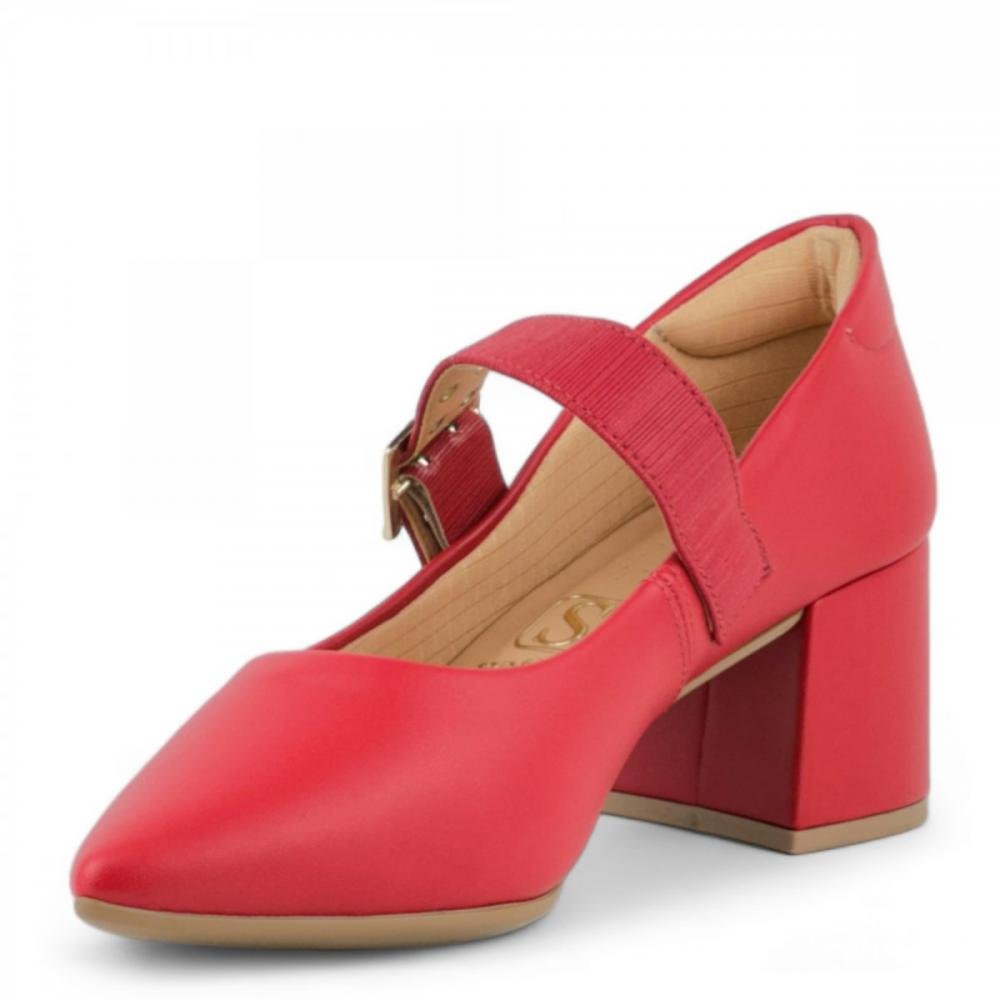 Sapato Scarpin Boneca Salto Bloco Santinelli Feminino Vermelho 2