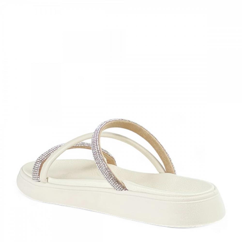 Sandália Papete Casual Brilho Moleca Feminina Branco 3