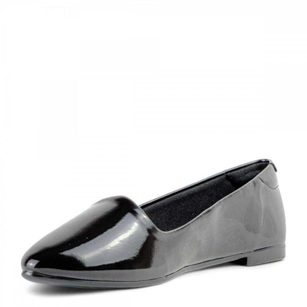 Sapatilha Sliper Bico Fino Verniz Moleca Feminina Preto 2