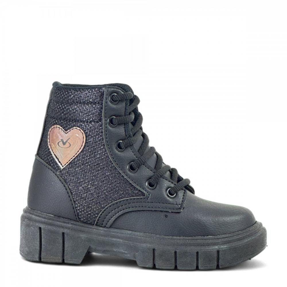 Coturno Glitter Casual Via Vip Infantil Feminino Preto 1