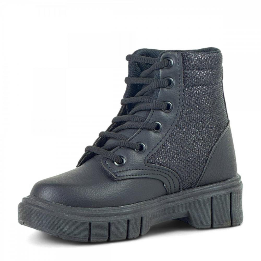 Coturno Glitter Casual Via Vip Infantil Feminino Preto 2