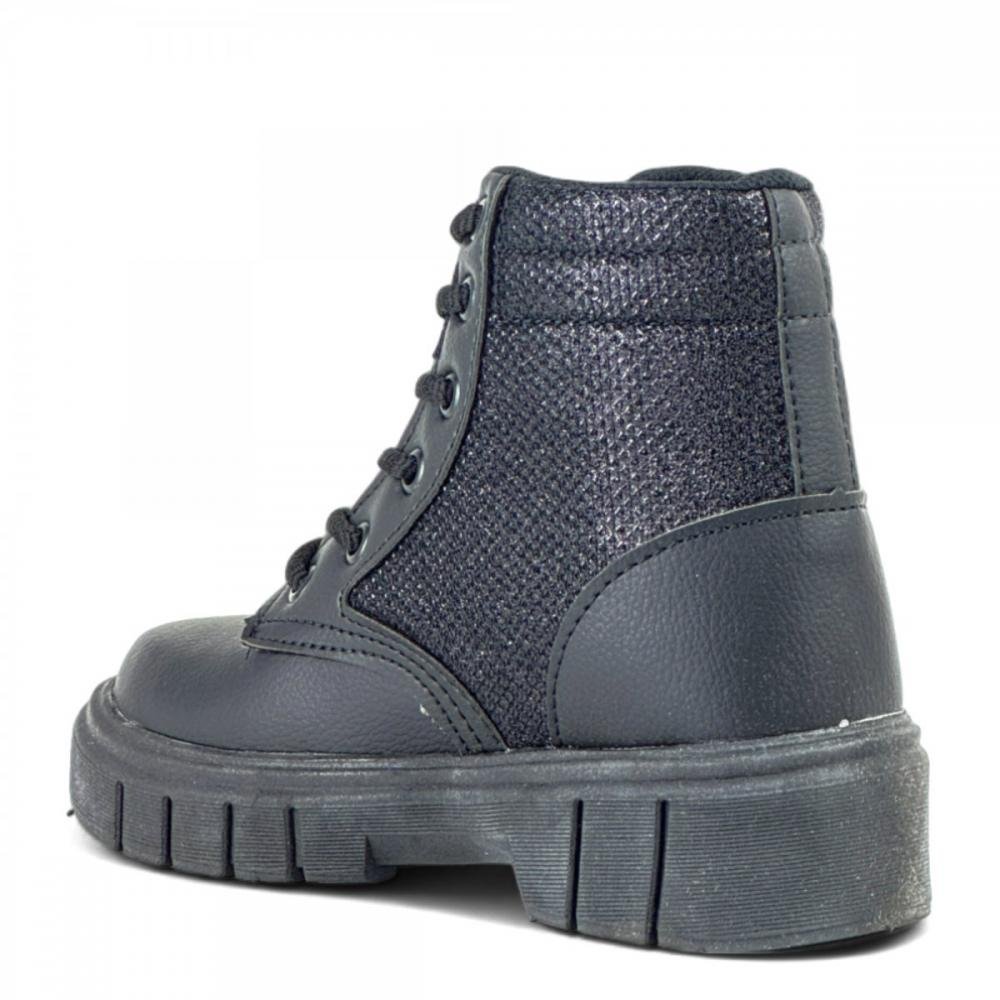 Coturno Glitter Casual Via Vip Infantil Feminino Preto 3