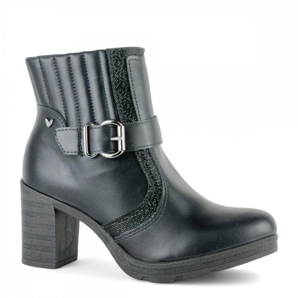 Bota Curta Fivela Casual Mississipi Feminina Preto 1