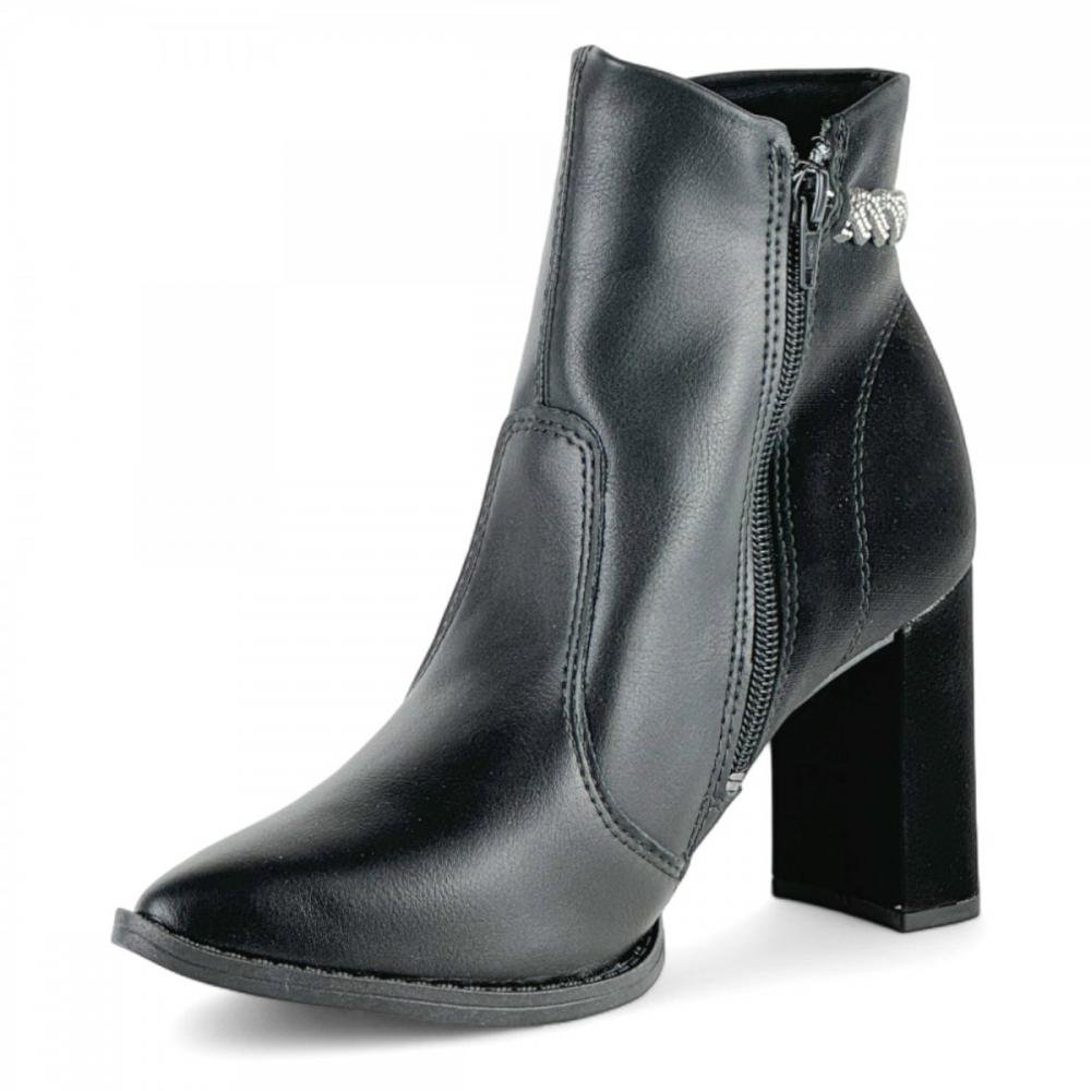Bota Curta Salto Alto Mississipi Feminina Preto 2