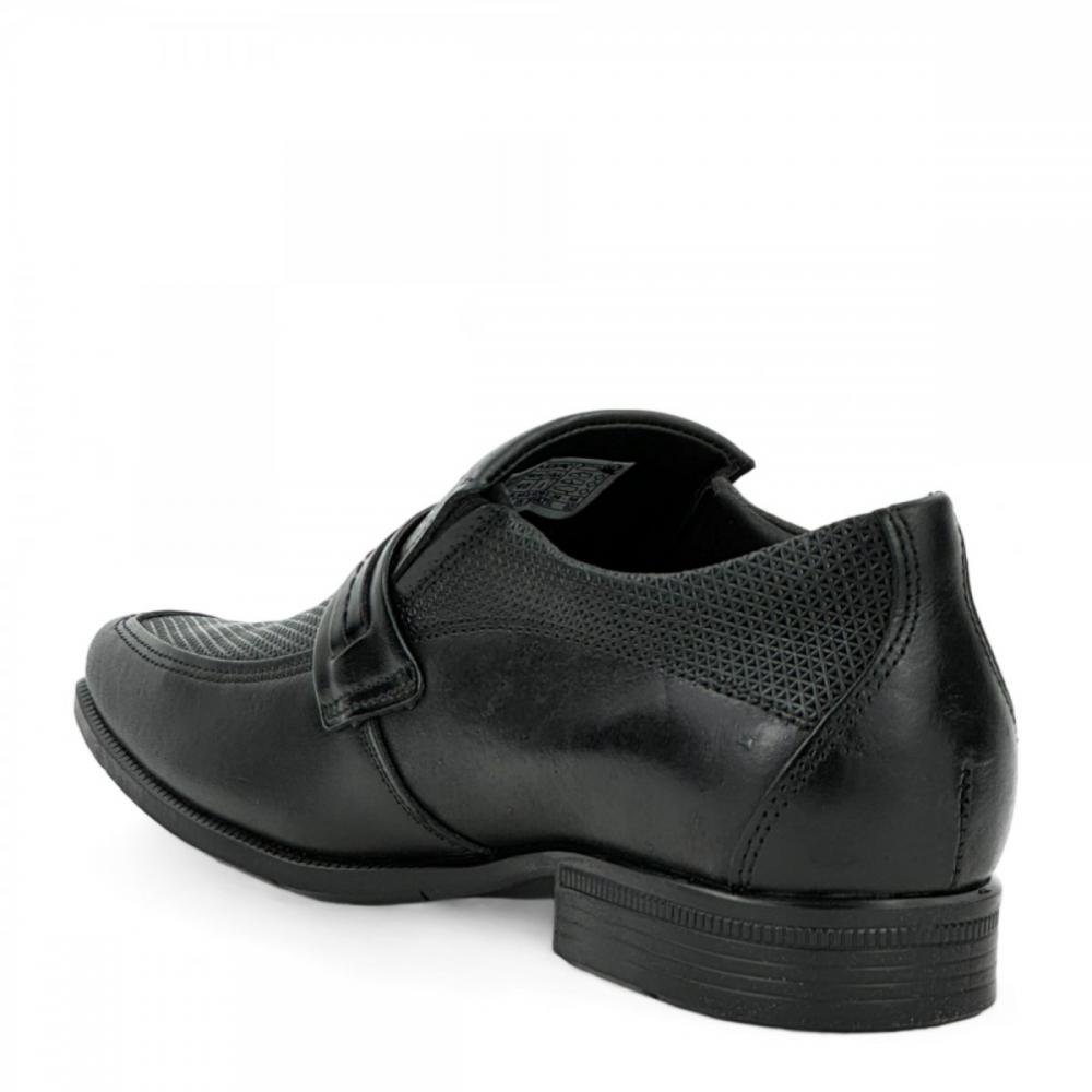 Sapato Social Couro Fivela Calce Fácil Pegada Masculino Preto 3