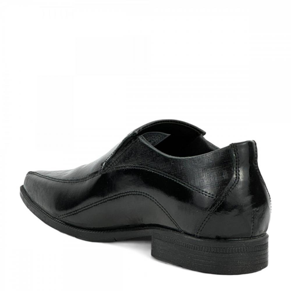 Sapato Social Couro Verniz Calce Fácil Pegada Masculino Preto 3