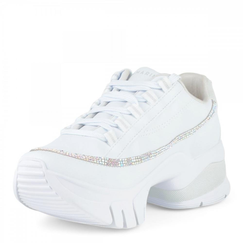Tênis Chunky Casual Brilho Ramarim Feminino Branco 2