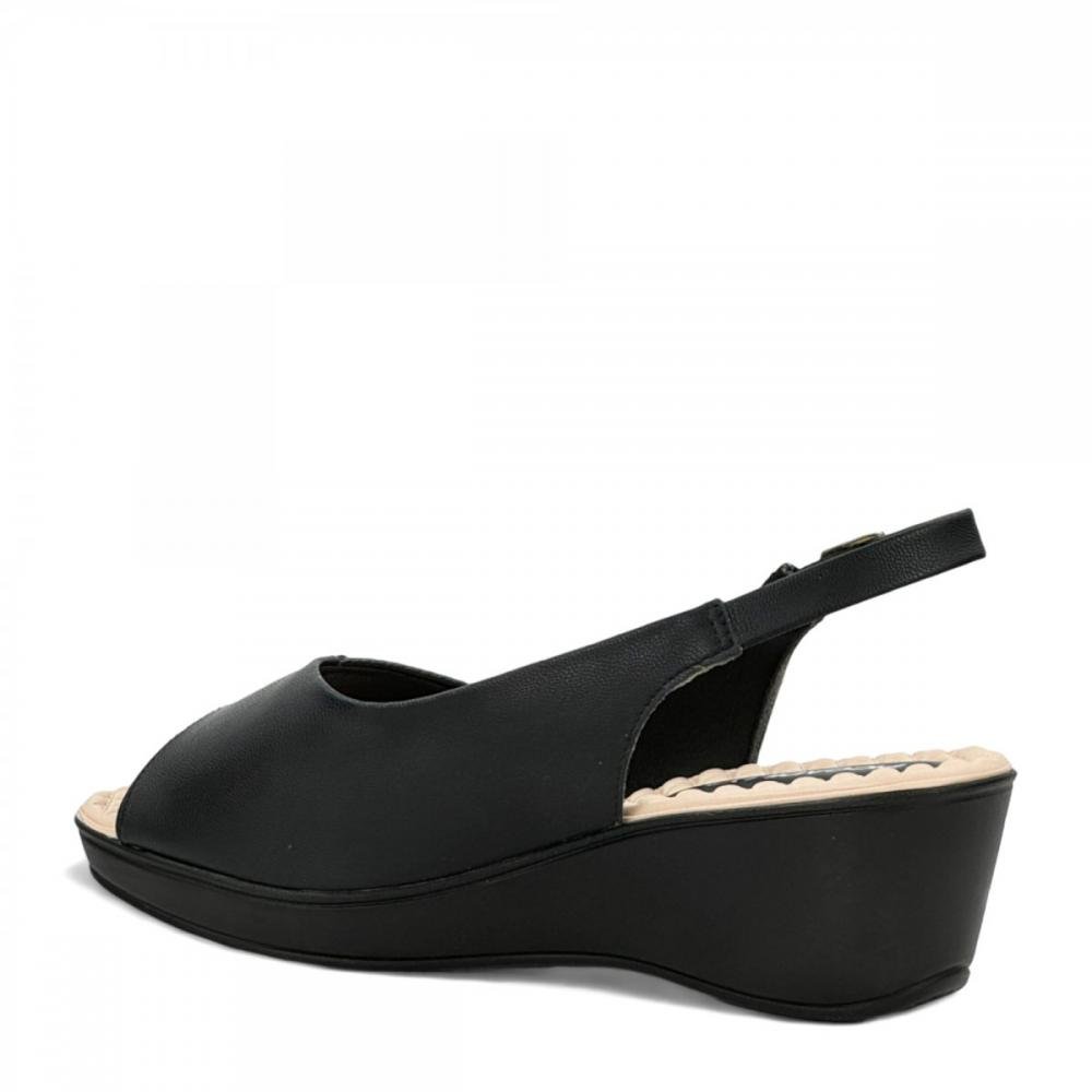 Sandália Slingback Salto Anabela Conforto Piccadilly Feminina Preto 3
