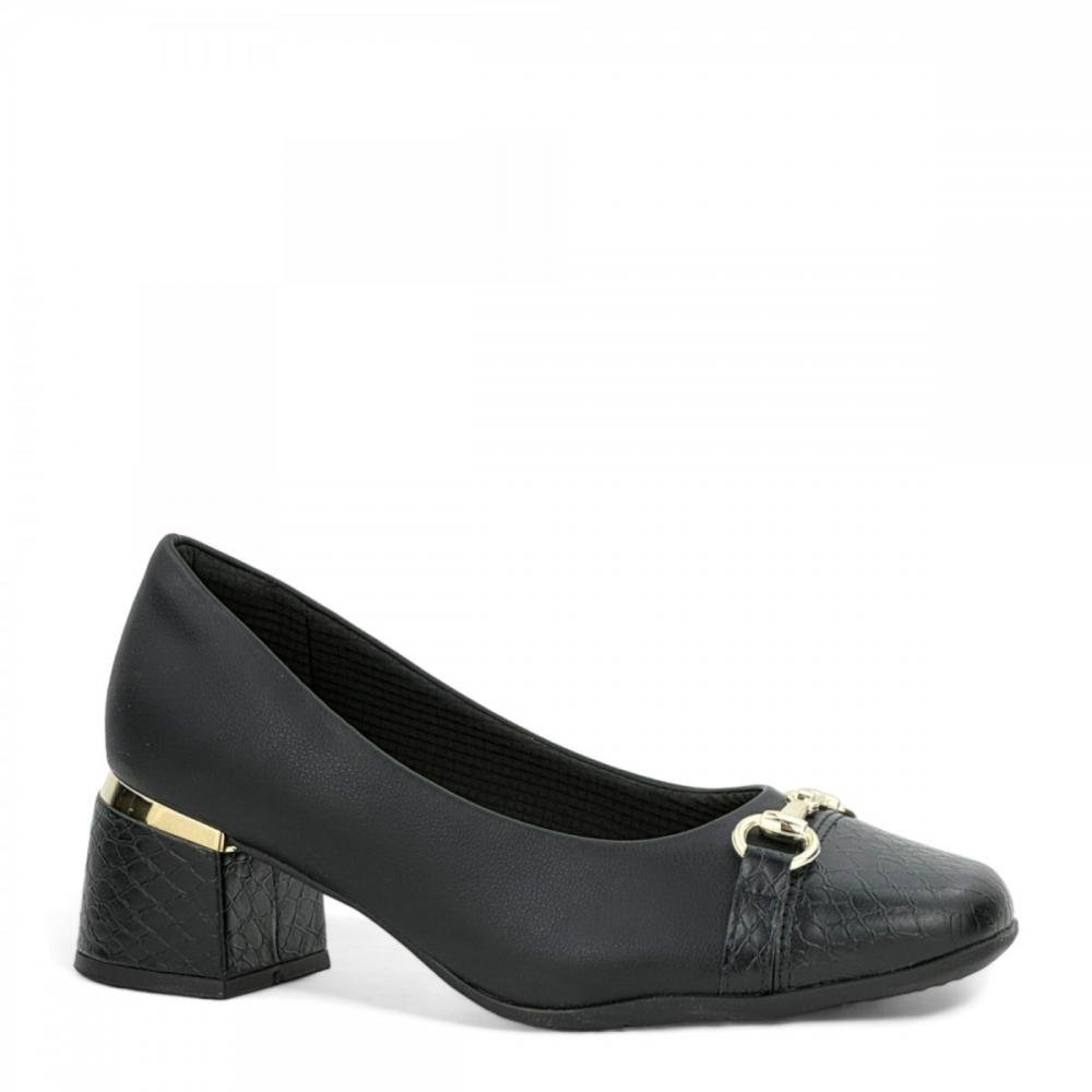 Sapato Salto Bloco Médio Piccadilly Maxi Medidas Especiais Feminino Preto 1