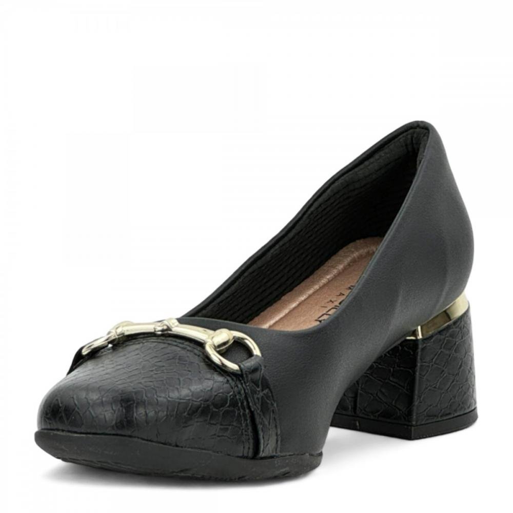 Sapato Salto Bloco Médio Piccadilly Maxi Medidas Especiais Feminino Preto 2