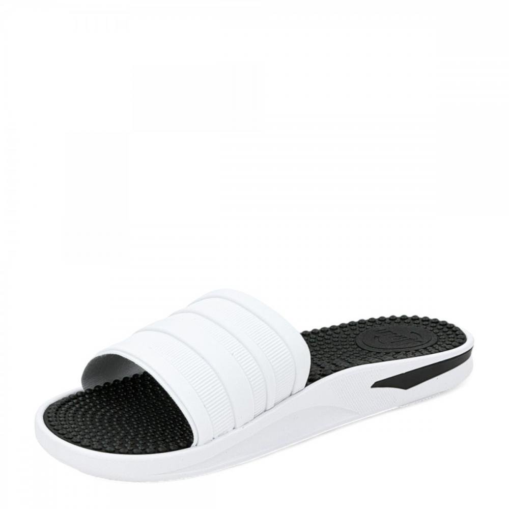 Chinelo Slide Palmilha Massageadora BrSport Masculino Branco 2