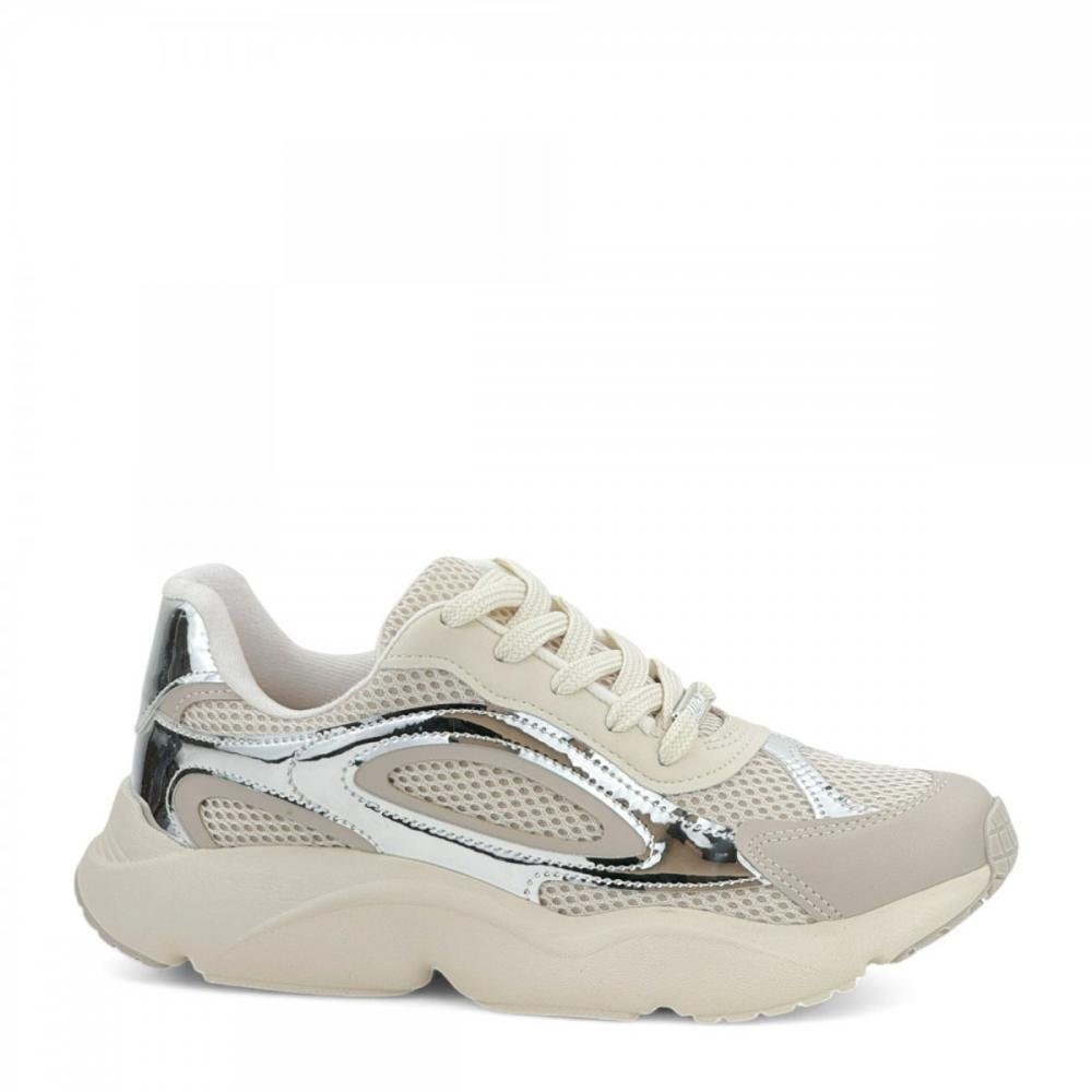 Tênis Casual Chunky Metalizado Vizzano Feminino Branco 1