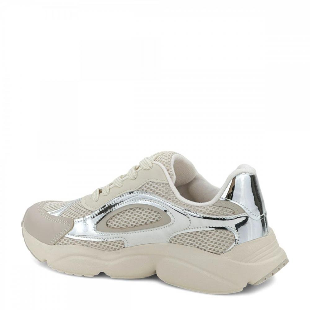 Tênis Casual Chunky Metalizado Vizzano Feminino Branco 3