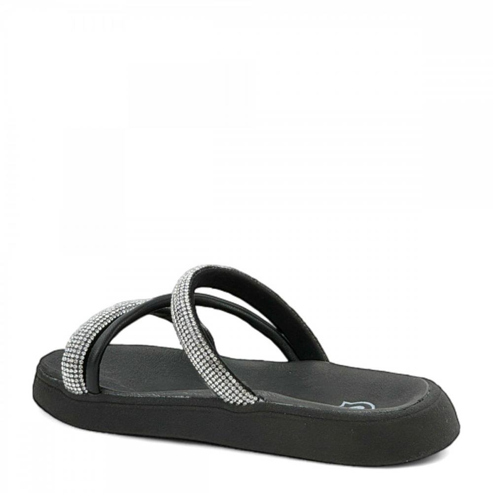 Sandália Papete Tiras Brilhantes Molekinha Infantil Menina Preto 3