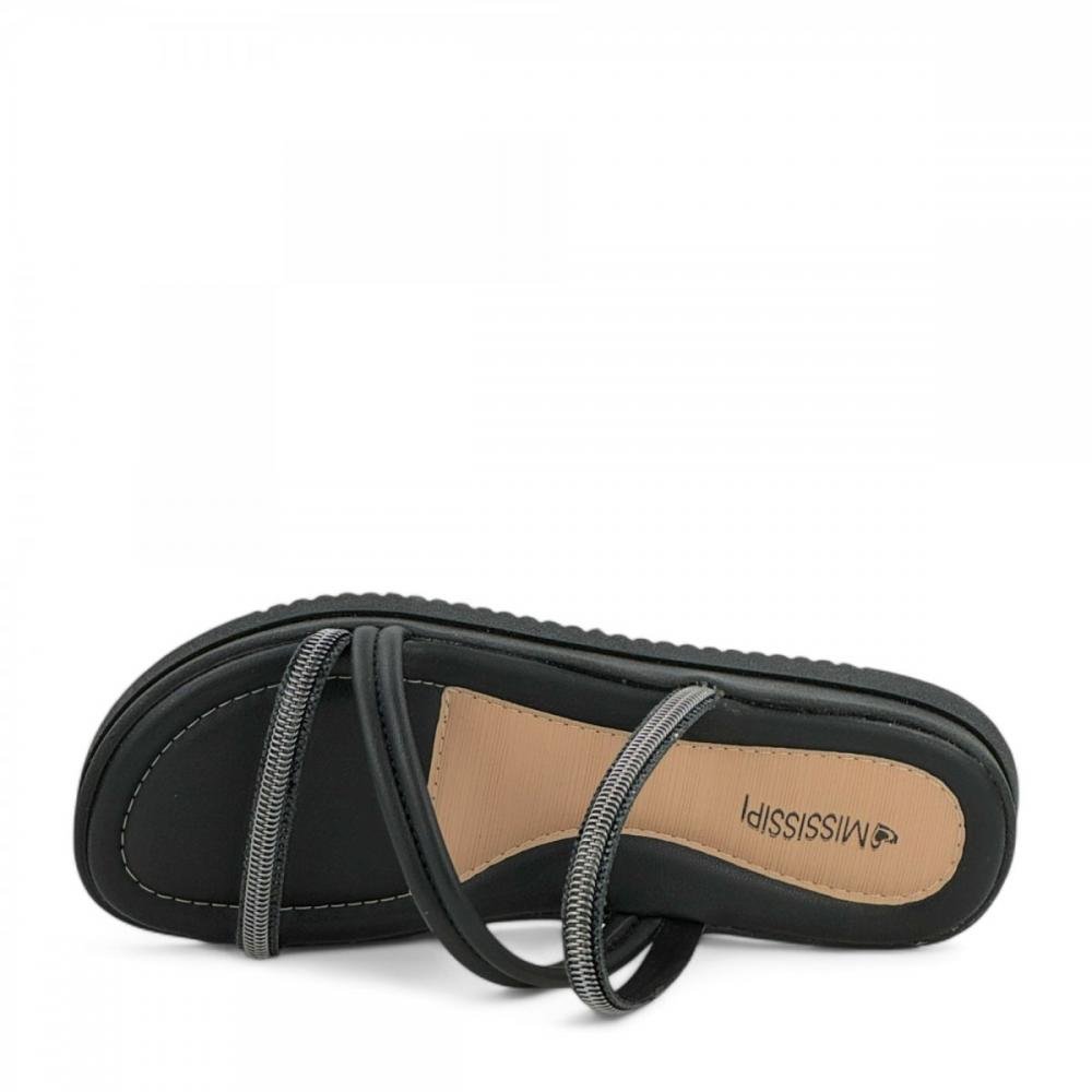 Sandália Papete Brilhantes Mississipi Feminino Preto 2