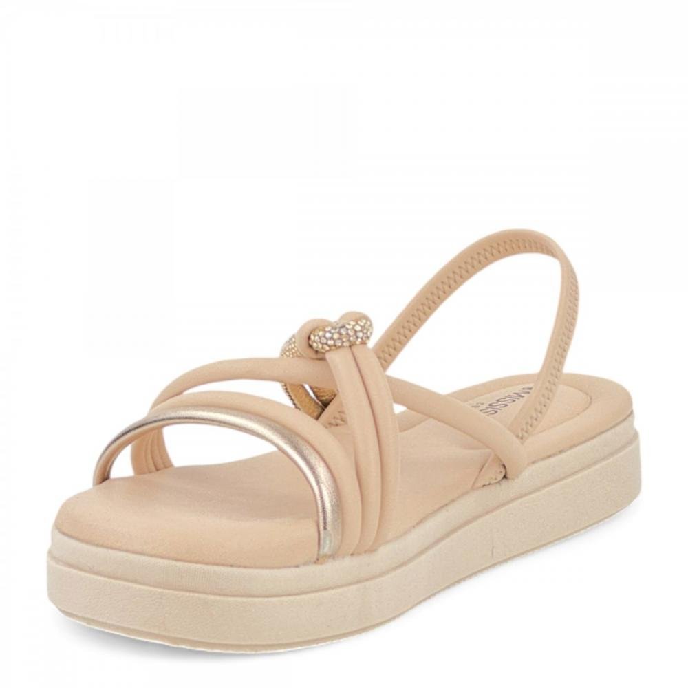 Sandália Papete Tiras Brilhantes Mississipi Feminina Bege 2
