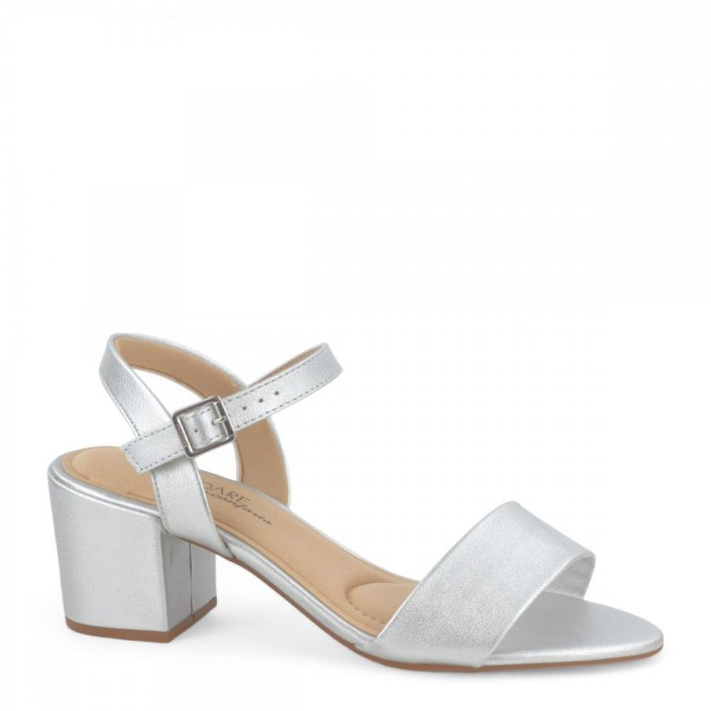 Sandália Salto Bloco Modare Ultraconforto Feminina Prata 1