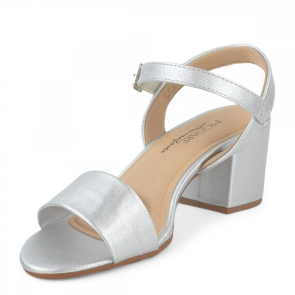 Sandália Salto Bloco Modare Ultraconforto Feminina Prata 2