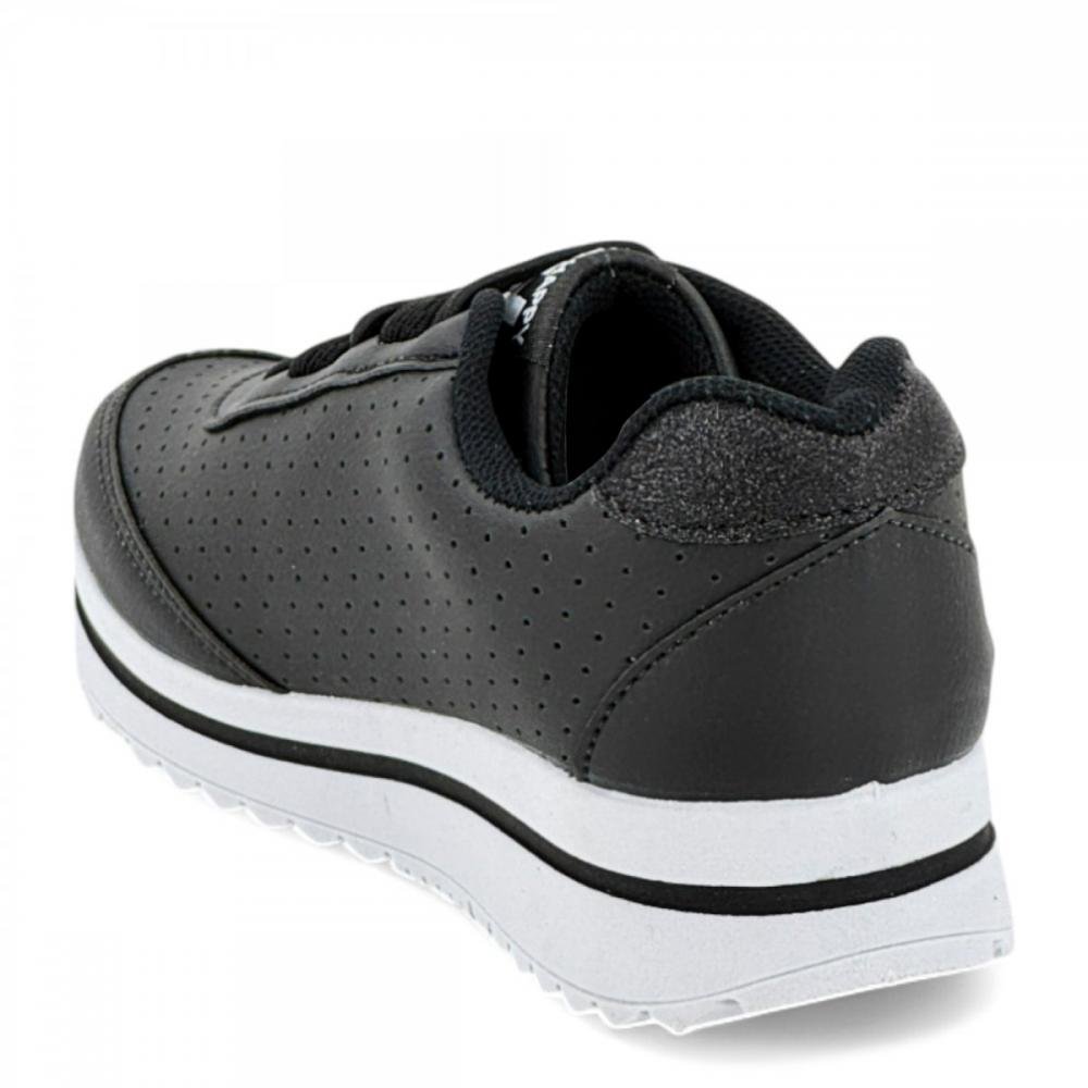 Tênis Casual Cordão Brilhante Club Happy Infantil Menina Preto 3
