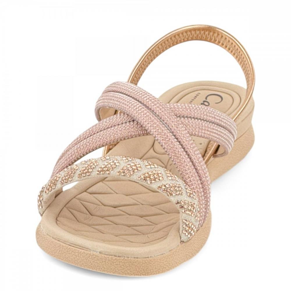 Sandália Casual Brilho Conforto Campesí Feminina Rosa 2