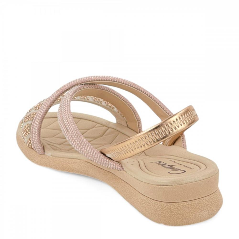 Sandália Casual Brilho Conforto Campesí Feminina Rosa 3