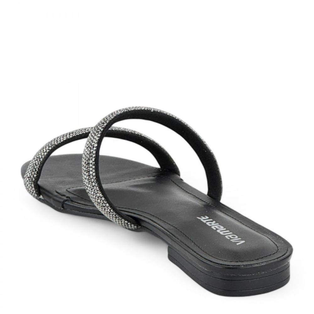Rasteira Casual Brilhantes Via Marte Feminina Preto 3