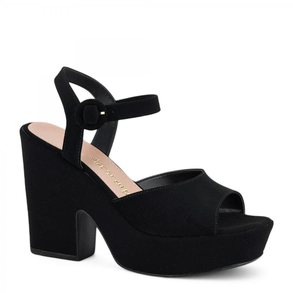Sandália Salto Bloco Plataforma Casual Via Scarpa Feminina Preto 1