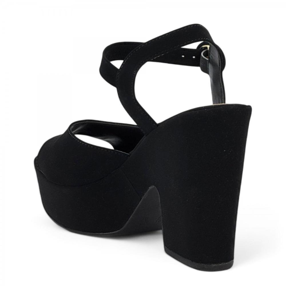 Sandália Salto Bloco Plataforma Casual Via Scarpa Feminina Preto 3