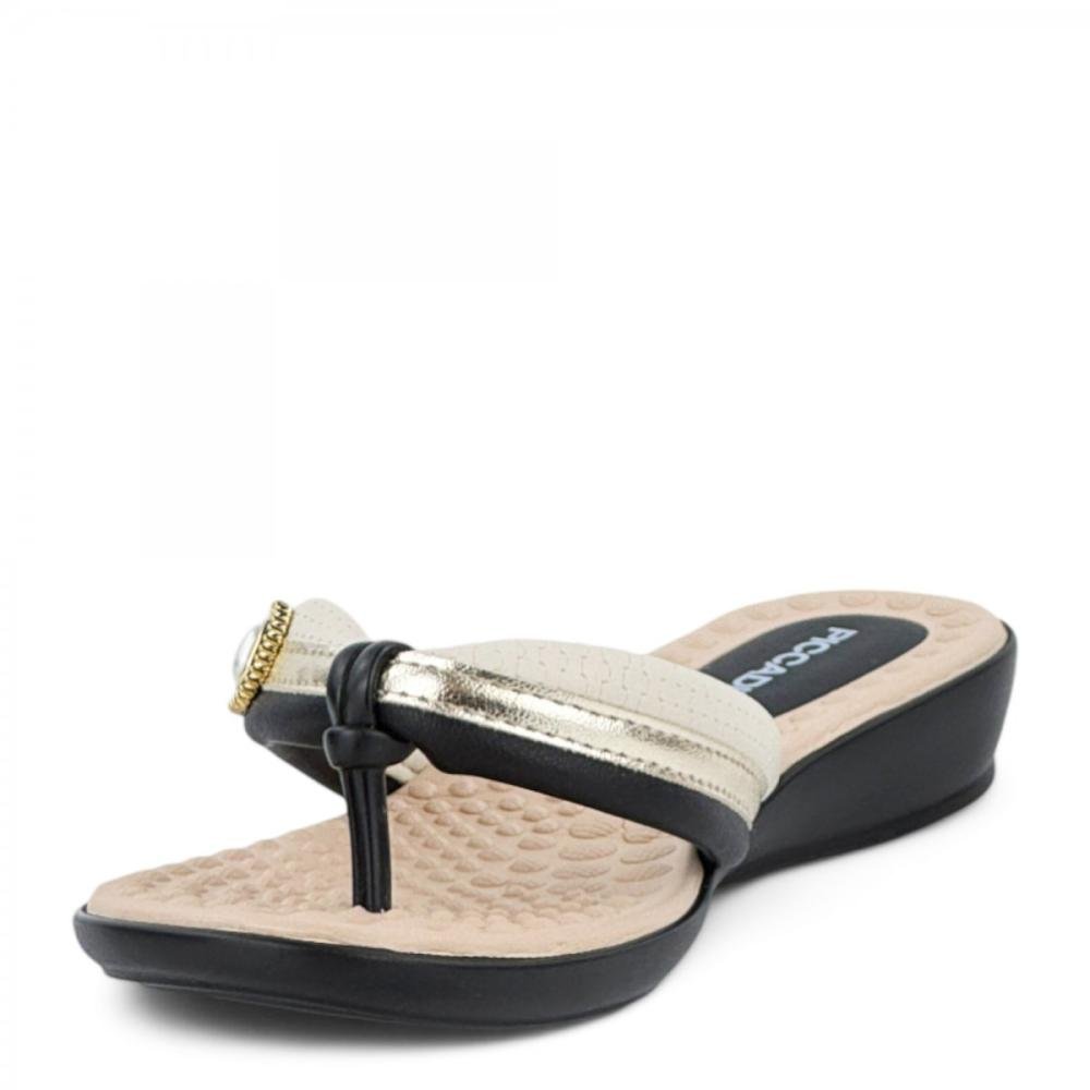 Tamanco Dedo Casual Piccadilly Feminino Branco/Preto 2