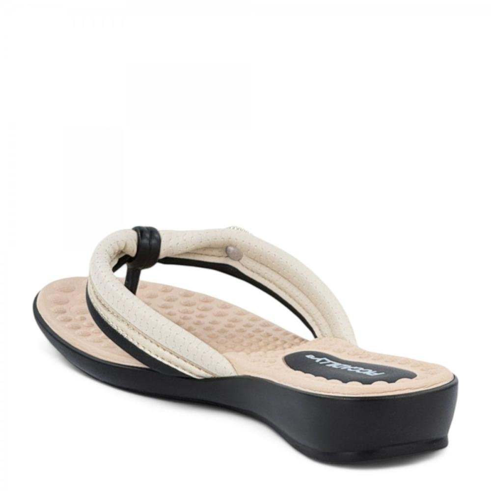 Tamanco Dedo Casual Piccadilly Feminino Branco/Preto 3