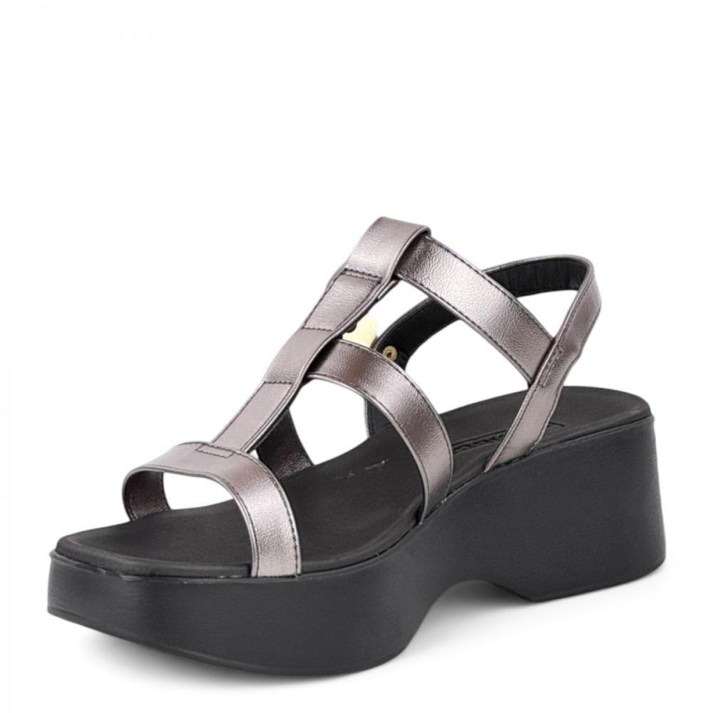 Sandália Plataforma Casual Moleca Feminina Prata 2
