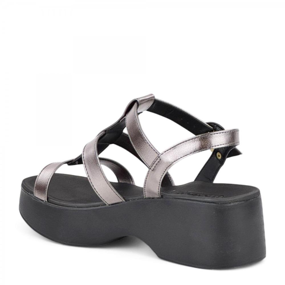 Sandália Plataforma Casual Moleca Feminina Prata 3