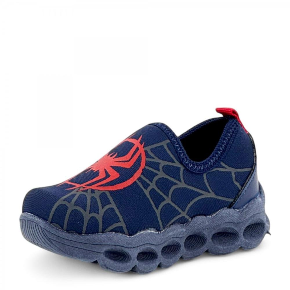 Tênis Calce Fácil Led Pisou Piscou Aranha Grugui Infantil Azul 2