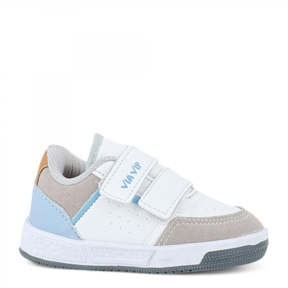 Tênis Casual Ajustável Via Vip Infantil Menino Branco 1