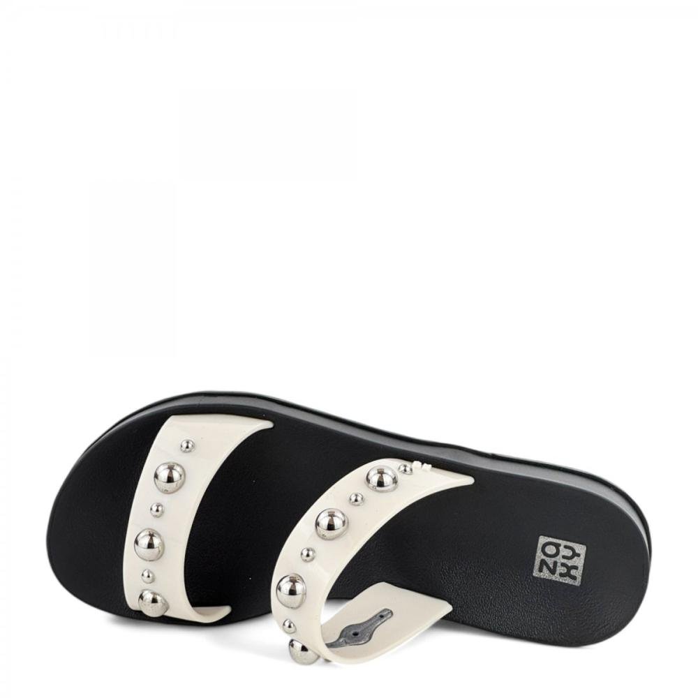 Tamanco Casual Tachas Zaxy Feminino Branco 2