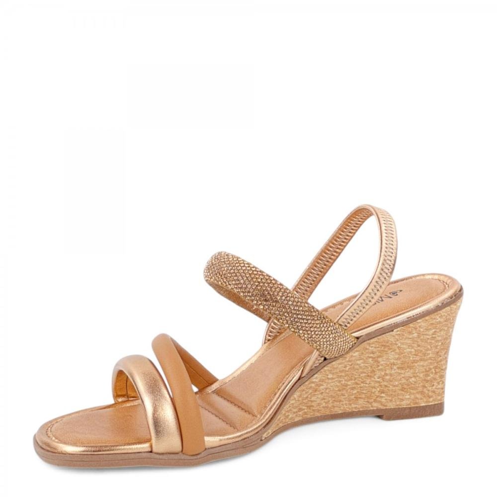 Sandália Casual Anabela Brilho Mississipi Feminina Dourado 2