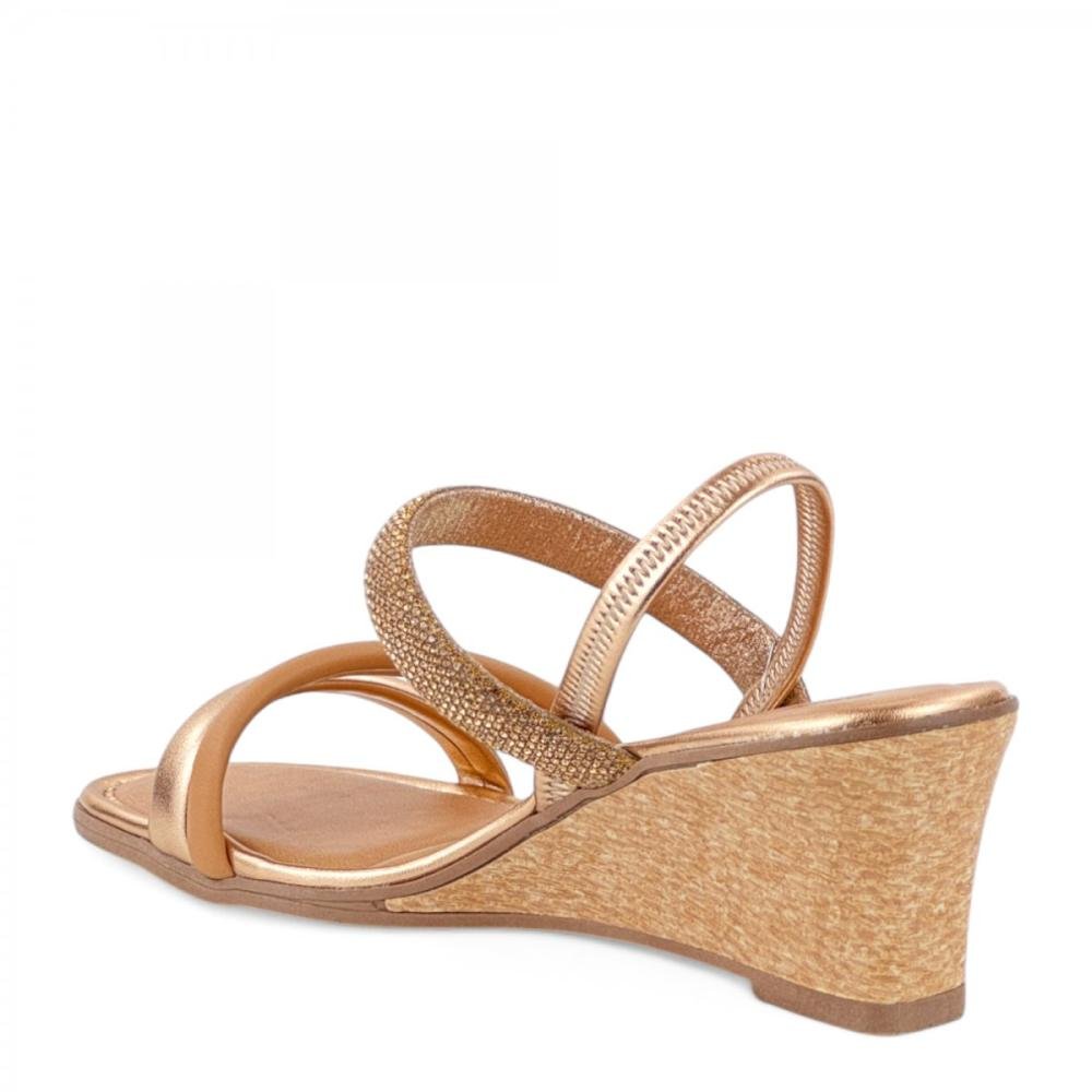 Sandália Casual Anabela Brilho Mississipi Feminina Dourado 3