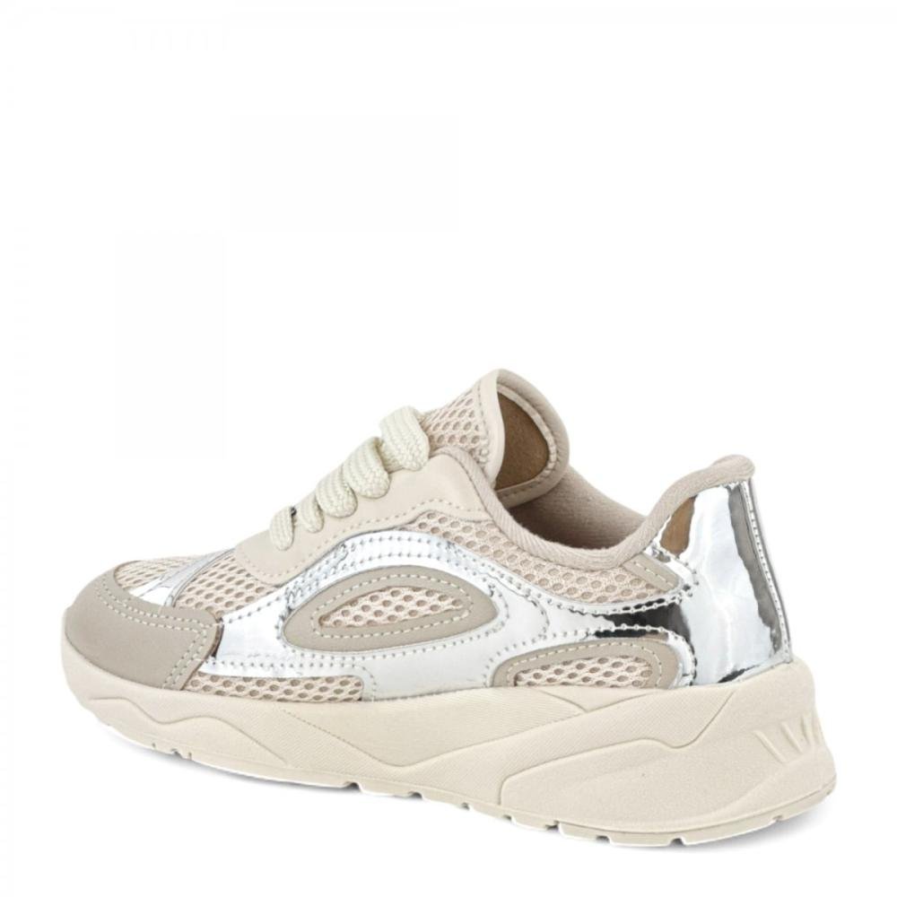 Tênis Casual Chunky Metalizado Molekinha Infantil Menina Branco 3