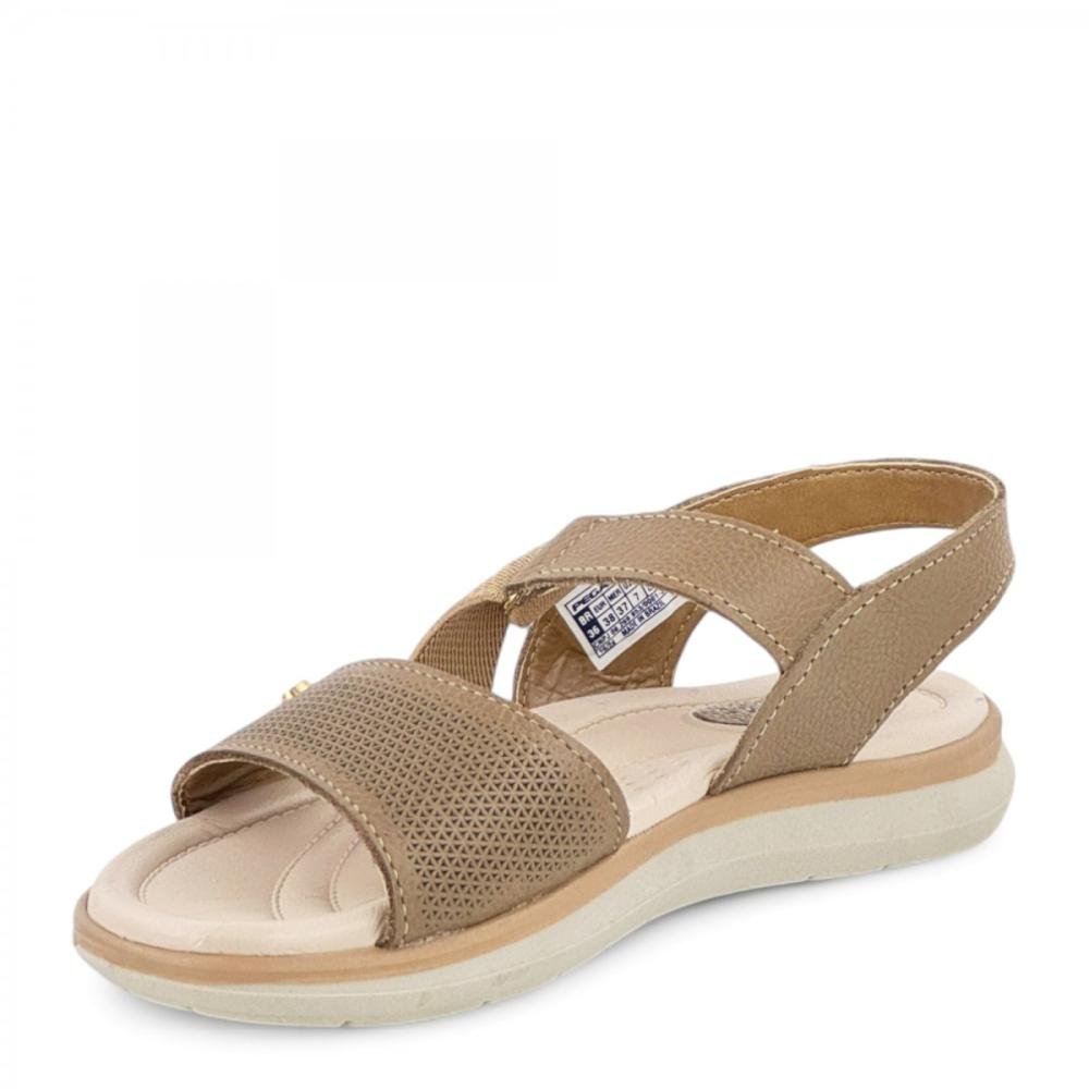 Sandália Couro Casual Elástico Pegada Feminino Marrom 2