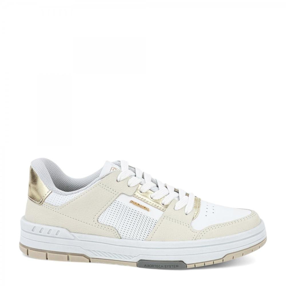 Tênis Casual Couro Legítimo Pegada Feminino Branco/Bege