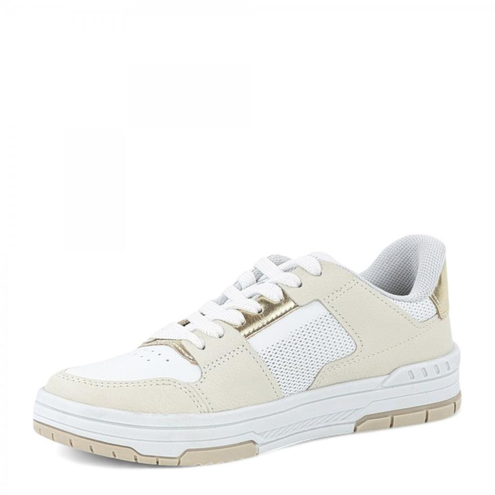 Tênis Casual Couro Legítimo Pegada Feminino Branco/Bege 2