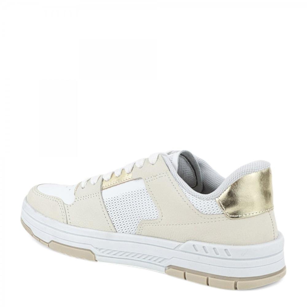 Tênis Casual Couro Legítimo Pegada Feminino Branco/Bege 3