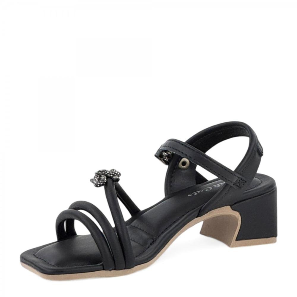 Sandália Salto Bloco Médio Casual PinkCats Infantil Menina Preto 2