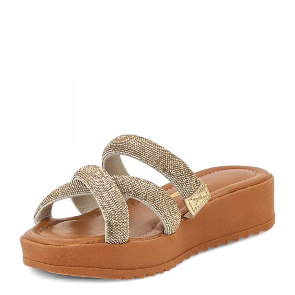 Tamanco Plataforma Brilhantes Casual Vizzano Feminino Dourado 2