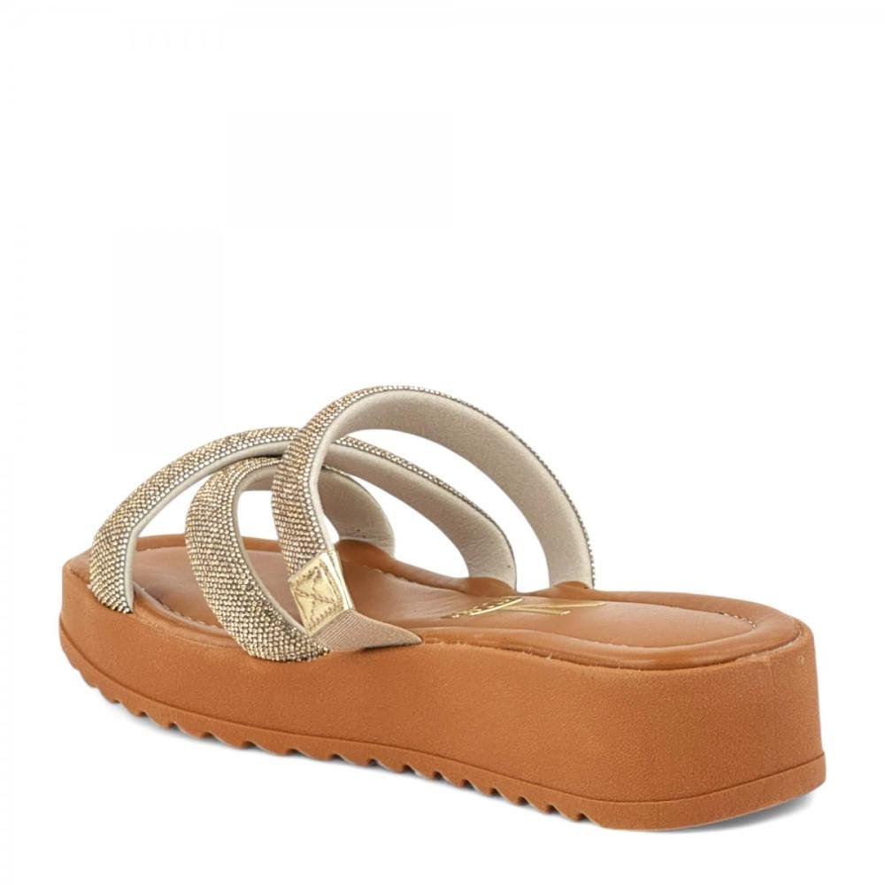Tamanco Plataforma Brilhantes Casual Vizzano Feminino Dourado 3