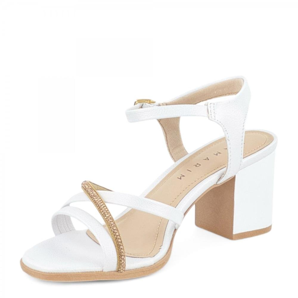 Sandália Salto Bloco Casual Brilhantes Ramarim Feminina Branco 2