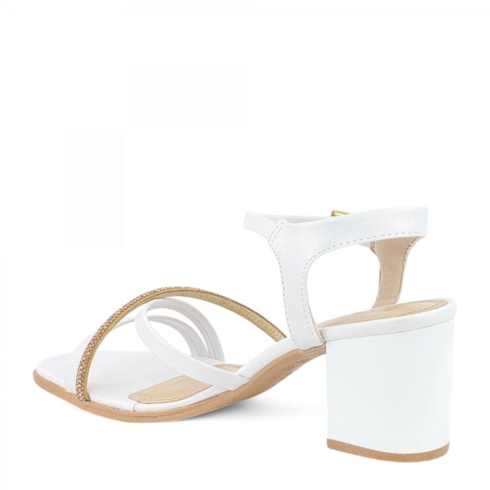 Sandália Salto Bloco Casual Brilhantes Ramarim Feminina Branco 3