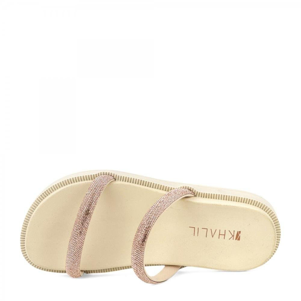 Sandália Papete Brilhantes Casual Khalil Feminina Branco 2