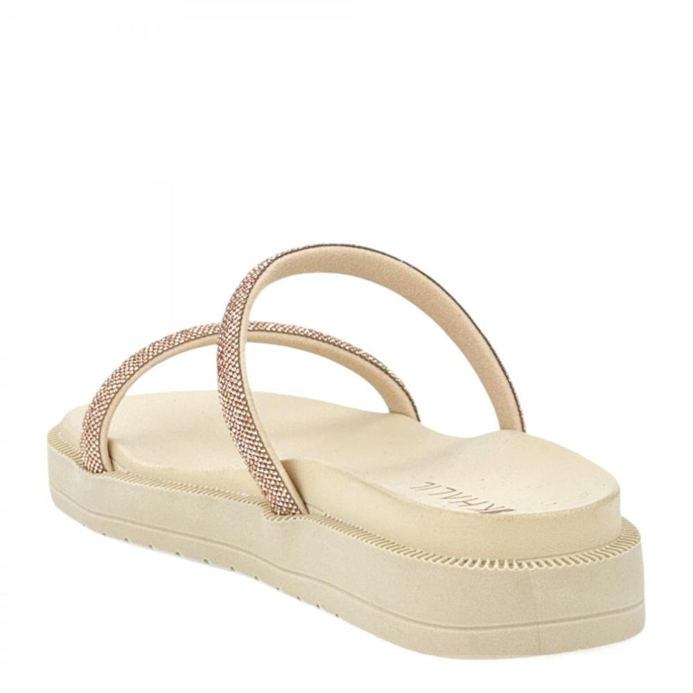 Sandália Papete Brilhantes Casual Khalil Feminina Branco 3