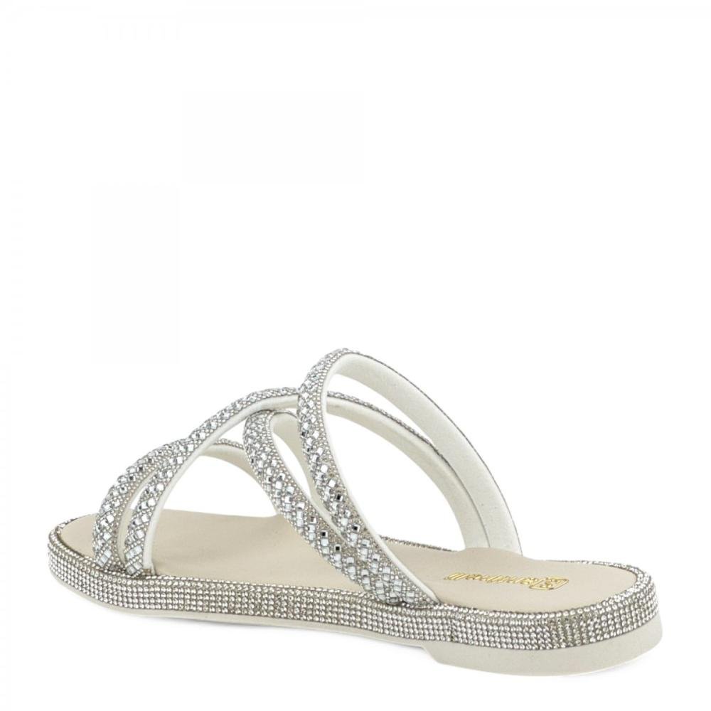 Tamanco Casual Tiras Brilhantes Santinelli Feminino Branco 3